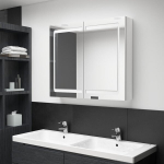 vidaXL LED vannitoa peegelkapp, s&auml;ravvalge, 80 x 12 x 68 cm, Balta