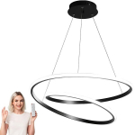 Rippuv must LED laevalgusti kahe r&otilde;ngaga, 60 cm, puldiga ja reguleeritava valgusega modernses stiilis