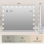 80x62cm Hollywoodi meigipeegel pirn 18 LED-pirniga 3 reguleeritavat režiimi + USB-laadimine + + valge (ainult pirnid) -62x80 cm