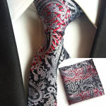 Meeste lips Paisley kootud siidise lipsukomplekt koos tasku suqare -formaalse, TC18