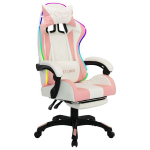 vidaXL m&auml;nguritool RGB LED-tuledega, roosa ja valge, kunstnahk