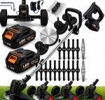 Akuga trimmer, muruniiduk Leo 3in1 ratastega, 2 &times; 21 V
