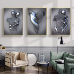Pilt Seinakaunistus Kunstiline Plakat Tript&uuml;hhon 3 T&uuml;kki 60x80 cm &mdash; elutoa pildid, magamistoa seinakaunistused, kaasaegne abstraktne kunst, raamimata l&otilde;uend, aastap&auml;eva kingitus, 3d s&uuml;dame graafika, seinakaunistused