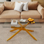 Diivanilaud, 120x60x45.5 cm, kuldne, karastatud klaas