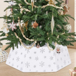 Kuusejalgade kate &Oslash; 63 cm, kuusealune kate, valge, j&otilde;ulukaunistus &mdash; j&otilde;ulupuu jala kate, kuusejalakate, j&otilde;ulukaunistused, jala kate, valged j&otilde;uluehted, kuuseehted, t&uuml;ve kate