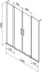 Mexen Velar L Duo vanniseina 2-osaline liuguks 140 x 150 cm, l&auml;bipaistev, kuldne harjatud - 896-140-003-02-55