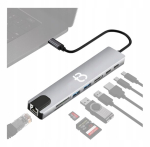Hub Usb-c 8w1: Hdmi 4k, Rj45, Usb 3.0, Pd, Sd/tf