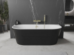 Mexen Oval vabalt seisev seinavann, 180 x 80 cm, valge/must, kuldne &uuml;levool - 52671808075-50, 180 x 80 cm