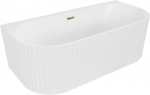 Mexen Sella vaba seisuga seinapealne sooneline vann 150 x 75 cm, valge matt, &uuml;levool kuldne - 52711507501-50, 150 x 75 cm