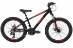 Maastikuratas 24", 9&ndash;12 aastat, shimano, kerge raam 11", 130&ndash;155 cm, 21 k&auml;iku ,alumiinium, vedrustus, must/punane, Davi Montaro