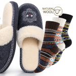 Kinkekomplekt: naiste talvised sussid Nowo&reg; lambavillase voodriga ja 3 paari villaseid sokke Vincent Creation&reg;