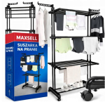 XXL vertikaalne kokkupandav pesukuivatusrest, 3 tasandit, kuni 50 kg, must