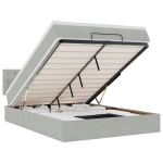 vidaXL ottomani voodi madratsiga ja LED, helehall, 140x190cm, samet