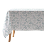 Tugevast materjalist ristk&uuml;likukujuline plekikindel puuvillane laudlina, geomeetriline, valge, 140x300 cm