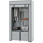 Helehall kangast riidekapp, 83 &times; 42,5 &times; 162,5 cm, 1 riidepuutoru, 5 riiulit, 2 kangassahtlit, terasraam ja lukuga kate