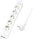 Logilink 5 pistikupesaga pikendus, 1,5m, valge, 2xusb