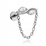 Titaanist labret k&otilde;rvar&otilde;ngas tsirkoon ja ketiga, h&otilde;bedane v&auml;rv 1,2/8mm