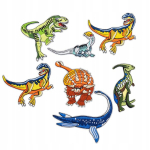 7 v&auml;rvilist aplikatsioonikomplekti dinosaurustega