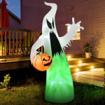 Iset&auml;ituv LED-valgustusega Halloweeni kummitusdekoratsioon, pol&uuml;ester, valge