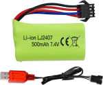 7.4V 500mAh liitiumaku USB laadijaga &ndash; Yunique Green-Clean-Power &ndash; Sobib EC16, DE85 RC paatidele, laevamudelitele ja RC autodele