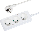 3 pistikupesaga pikendusjuhe, 1,5m, 3x1,5mm&sup2;, valge