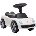 Laste l&uuml;kkeauto Porsche disainiga, hupi, tulede ja mootorihelidega, 18-36 kuud, valge
