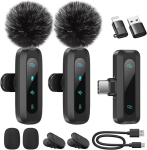 J3 juhtmevaba rev&auml;&auml;rmikrofon, kahe mikrofoniga, Type-C + Apple + USB, m&uuml;rasummutus