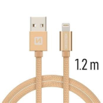 USB kaabel Swissten Textile 3A Lighthing, 1.2 m, kuldne