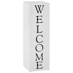 vidaXL vihmavarjuhoidja Welcome, terasest, valge