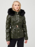 Naiste jope River Island, veekindel, kunstkarusnaha ja kapuutsiga, tumeroheline, 38