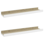 vidaXL seinariiulid, 2 tk, valge ja Sonoma tamm, 40 x 9 x 3 cm