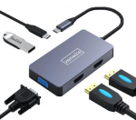 Adapter Hub 5W1 Usb-C 2 x HDMI 4K VGA USB 3.0 PD ZW Macbook Pro M1
