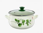 Emailitud pott koos kaanega Eukalyptus, 3,1 l, 18 cm