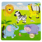 VIGA Handy Wooden Puzzle Wild Animals Safari ZOO 9 eset