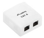 Lanberg Pinnale paigaldatav kast OU6-0002-W, 2x RJ45, 26-22 AWG, valge, varjestamata pistikud, T568A/B