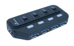 Mediarange USB keskjaam MRCS505, 4, 5000 Mbit/s, must, DC, USB kaabel kaasas
