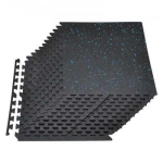 Pehme pusle-p&otilde;randakate spordiks, 24-osaline komplekt, EVA-vaht, 61 x 61 x 1,4 cm, must siniste t&auml;ppidega