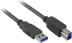 Sharkoon kaabel 4044951015634, 1 m, USB 3.0 A male, USB 3.0 B male, must v&auml;rv