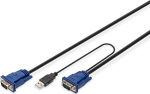 Digitus KVM kaabel DS-19233, 5 m, 15 pin HD D-Sub, 2 x MiniDIN6, 1 x USB, v&auml;rvikoodiga pistikud