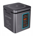 Blitzwolf BW-i113 Max GaN laadija, 3xUSB-C, USB-A, 105W, 2x juhtmevaba, PD, QC