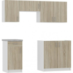 K&ouml;&ouml;gikappide komplekt NORE LIMA, valge/tamm