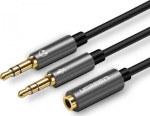 Ugreen AV140 3,5 mm 2-pistikuga kaabel, must