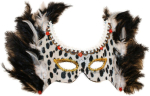 Sulgedega Maskeraadi karnevali mask, valge, Universalus