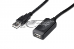 Cable DIGITUS DA-73101 (USB M - USB F, 15m, black color)