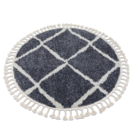 Vaip BERBER CROSS B5950 ratas hall / valge Tupsud berberi Maroko shaggy