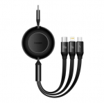 Baseus kaabel Bright Mirror 2 3w1 USB - micro USB + Lightning + USB-C 1,1m 100W must sisset&otilde;mmatav