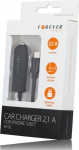 Autolaadija + piksekaabel, Forever M-02 2.1A (12V / 24V), 1,2m, must