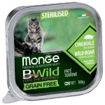 Monge BWild Cat Grain Free Adult steriliseeritud kassidele, praetud pasteet metssea ja k&ouml;&ouml;giviljadega 100g