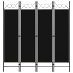 vidaXL 4 paneeliga ruumijagaja, must, 160 x 180 cm