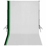 vidaXL fotostuudio komplekt 3 tausta ja reguleeritava raamiga 3 x 5 m